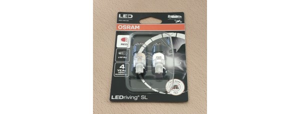 12V. T15 OSRAM LED lemputės. Raudonos. 921DRP-02B.